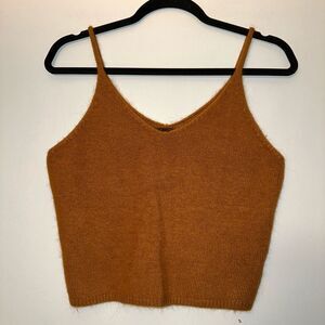 Code x Mode XS Knit Angora Blend Cropped Womens Tank Top Burnt Orange EUC